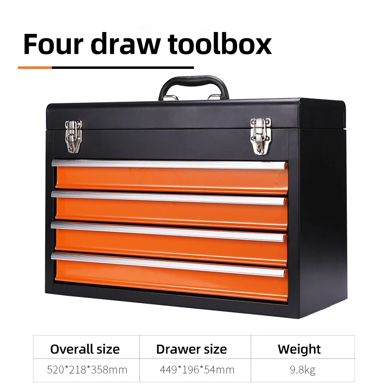Professional Outdoor Portable Steel Tool Box with Locks Durable Multiple Drawers for Outdoor Tool Cases