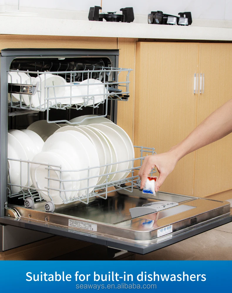 OEM PVA Film All in One Dishwasher Detergent Powder Tablet Pods Dishwashing Machine Detergent with Water Film