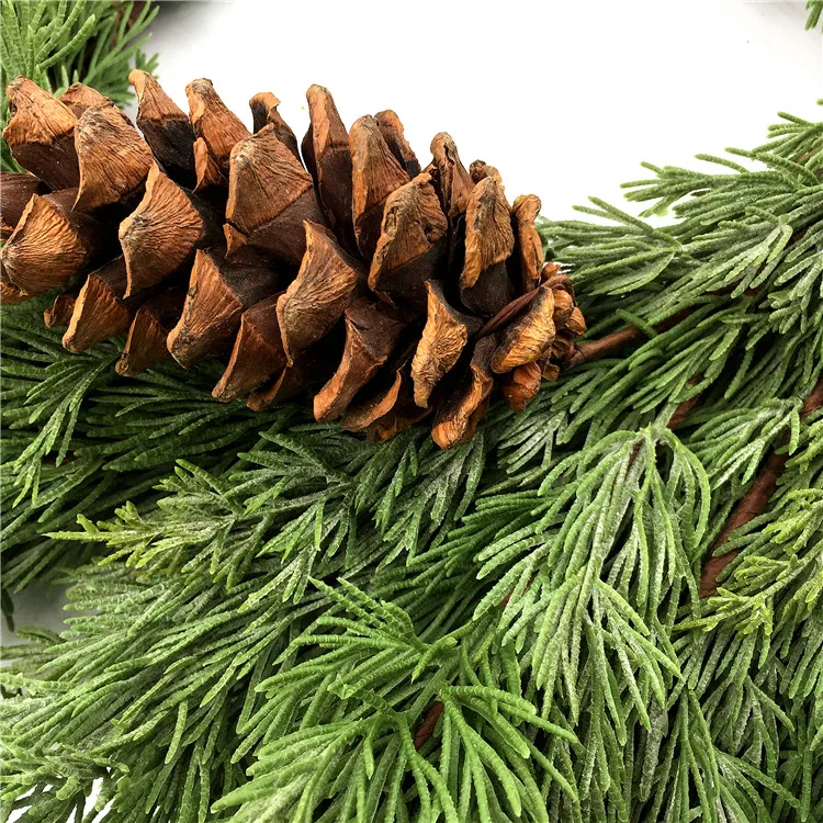 Hot sale artificial cedar wreaths with pine needles and cypress leaves Christmas decorations