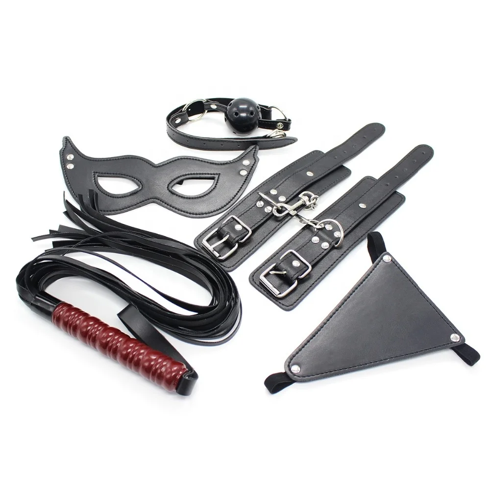 SM Leather Bondage Kits 5PCS/set Sex Toys Flirting Sex Toys Floggers Mask and handcuffs