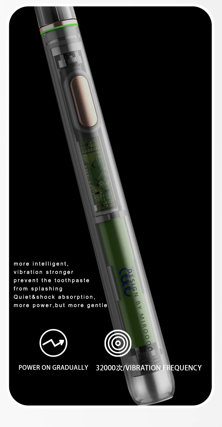 Зубная щетка LULA Black Slim Sonic с дорожным покрытием мягкая щетина электрическая зубная для взрослых