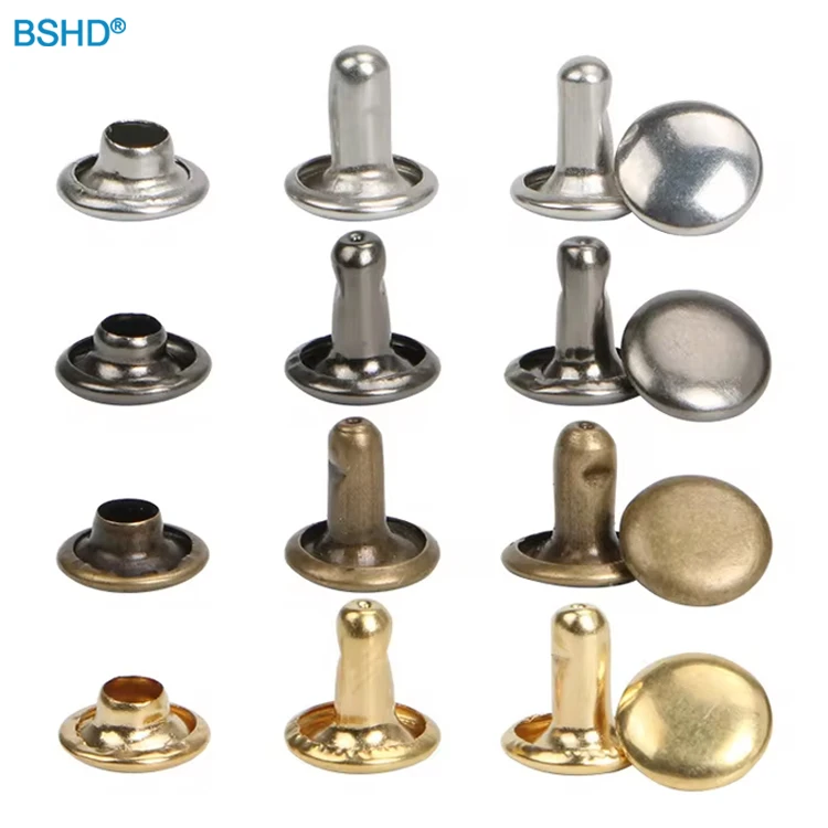 Double Cap Rivets Two Side Silver Black Gold Custom Logo 2mm 8 Mm 9 mm Double Cap Rivet Stainless Steel Brass Double Head Cap