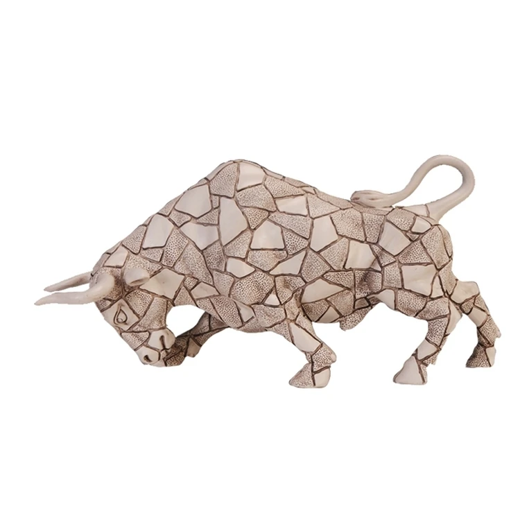 Resin home decorations mosaic resin animal bull figurines