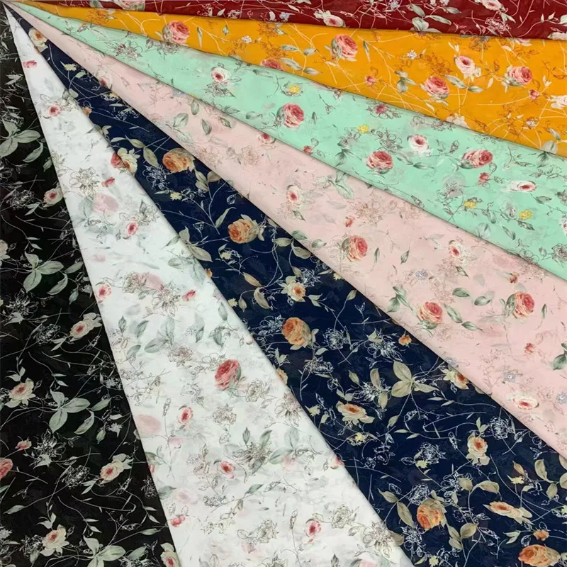 Custom Pattern Printing 100% Polyester Chiffon Printed Fabric For Fashion Dress