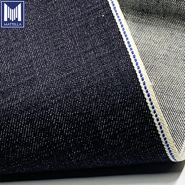 100% Cotton Material and 15-16oz Weight stretch denim fabric with colours selvedge