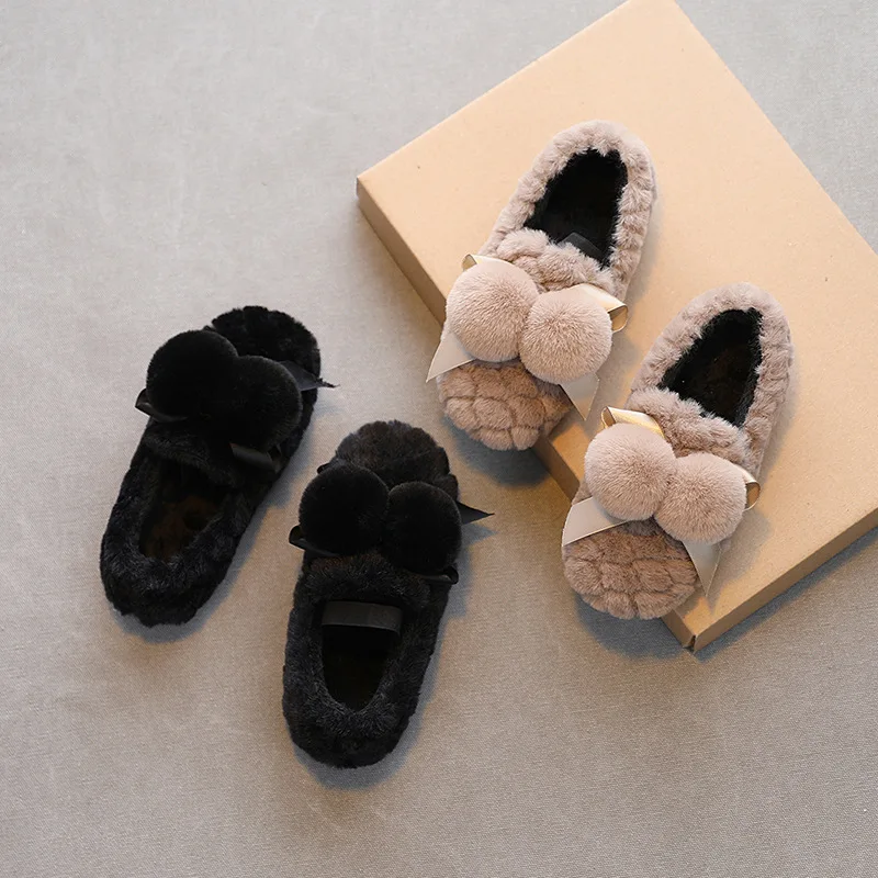 New arrival Fashion Cotton and velvet Thick solid color non-slip kids house warm cotton kid Winter shoes