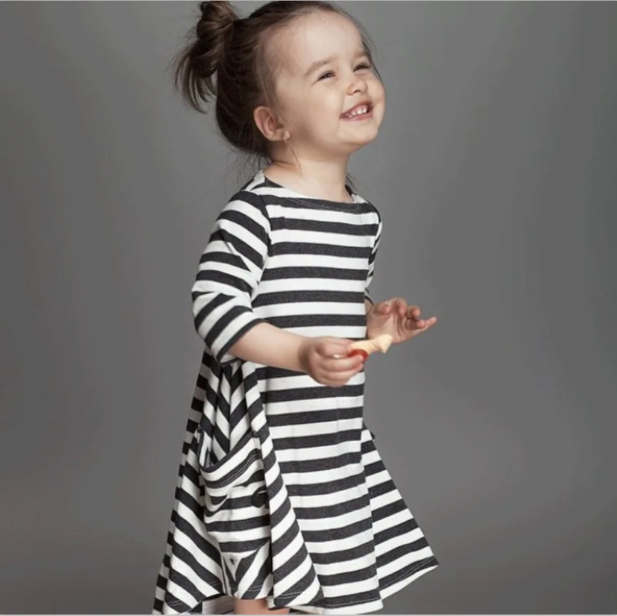 Mother Days Bamboo Daughter Clothes Family Matching Outfits Striped Printed Pocket Dress Kids Clothing Women Clothes