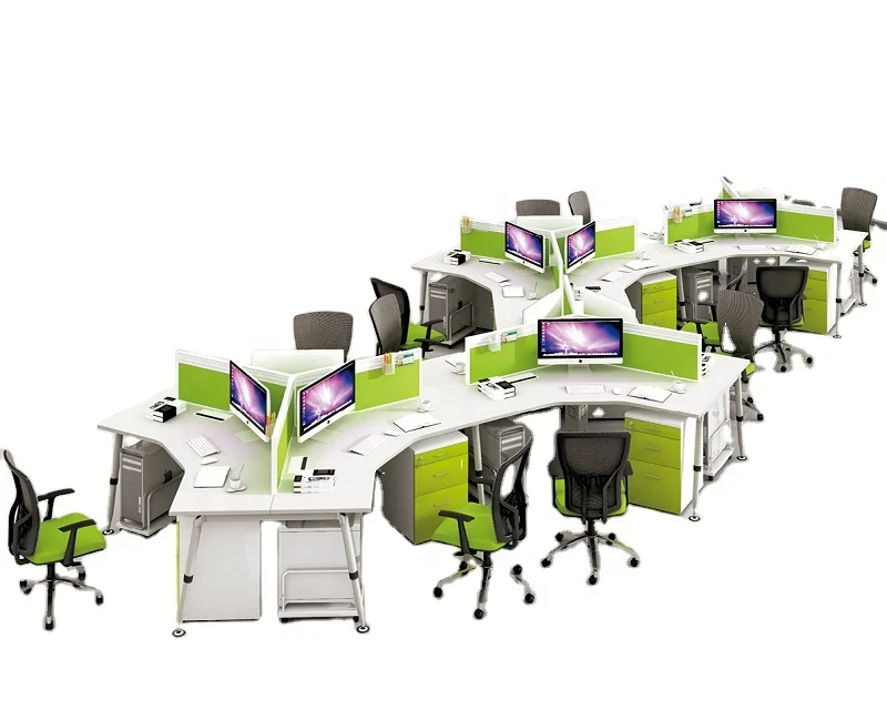 Triangle Office Furniture Modern Open Workstation 120 degree desk 3 person Modular work station desks and workstations
