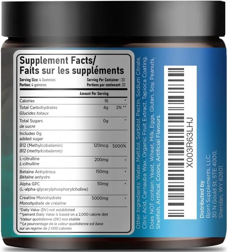 Поставка OEM Private prival monogydrine Gummies Мармеладные Конфеты без сахара 5 г креатина на порцию веганская добавка для восстановления