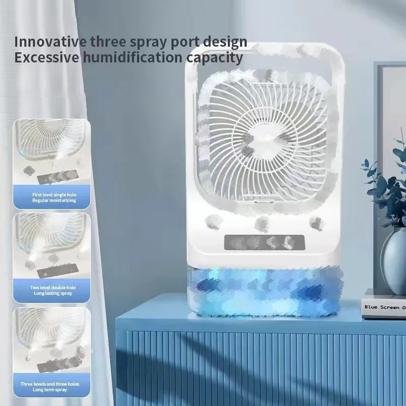 New Household Table Cooling Fan Usb Rechargeable Head Adjustable Water Cooled Air Conditioning Tank Low Noise Air Cooler Fans