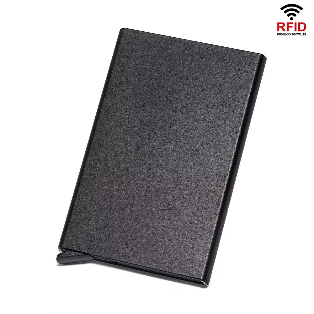 TS Custom Logo Slim Metal wallet RFID Aluminum Box Auto Credit Card case Automatic Pop Up Card holder