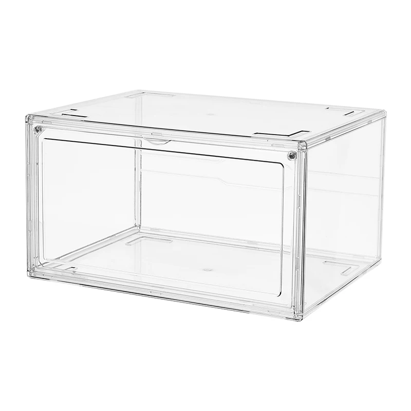 Custom Stackable Foldable Magnetic Plastic Home Square Clear Acrylic PET Transparent Shoe Box Sneakers Pumps Flats Storage boxes
