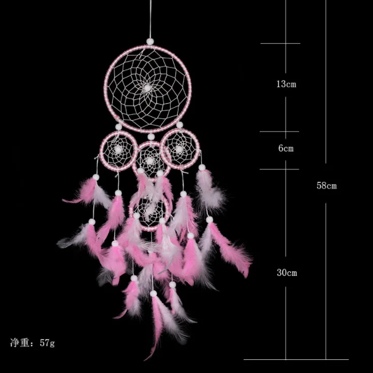 Wholesale Handmade Boho Hanging Feather Dream Catcher for Car Home Room Door Wall Art Party Decor Ornament Gift Craft DIY Kit