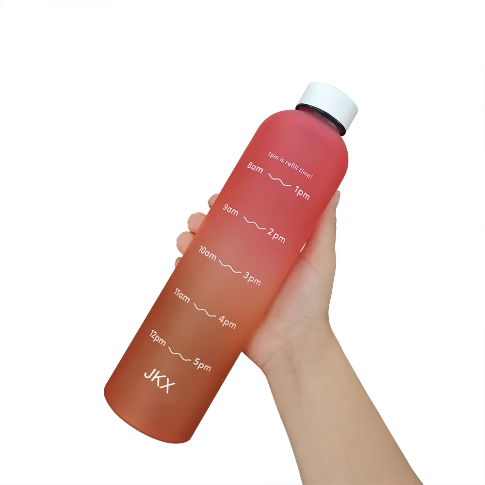 Пользовательские пластиковые бутылки для воды без бисфенола А, Лидер продаж на Amazon, 32 унции, мотивационные бутылки для воды с таймером
