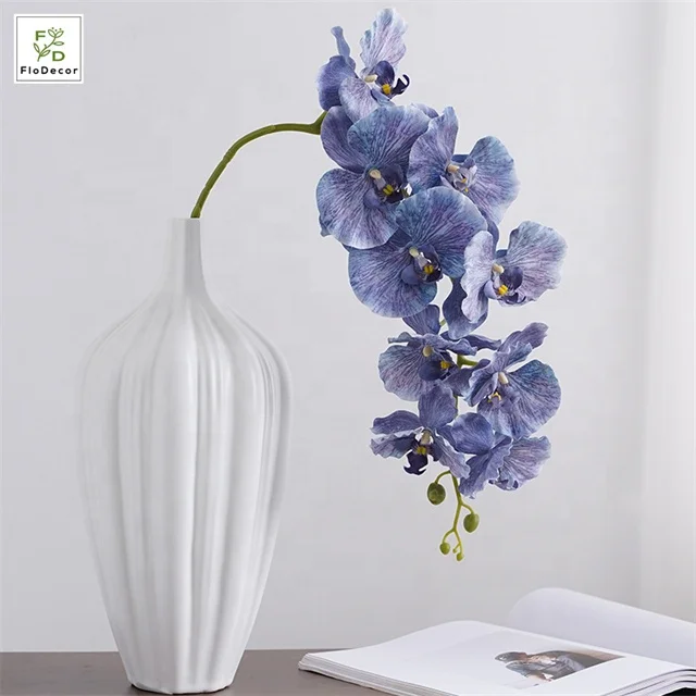 High Quality Wholesale Artificial 9 Head Orchids European White Flower Classical Color For Table Centrepiece