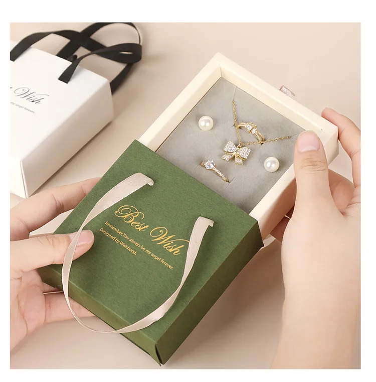 New Wholesale Custom Paper Cardboard Drawer Storage Gift Packaging Ring Earrings Pendant Necklace Bracelet Jewelry Box With Logo