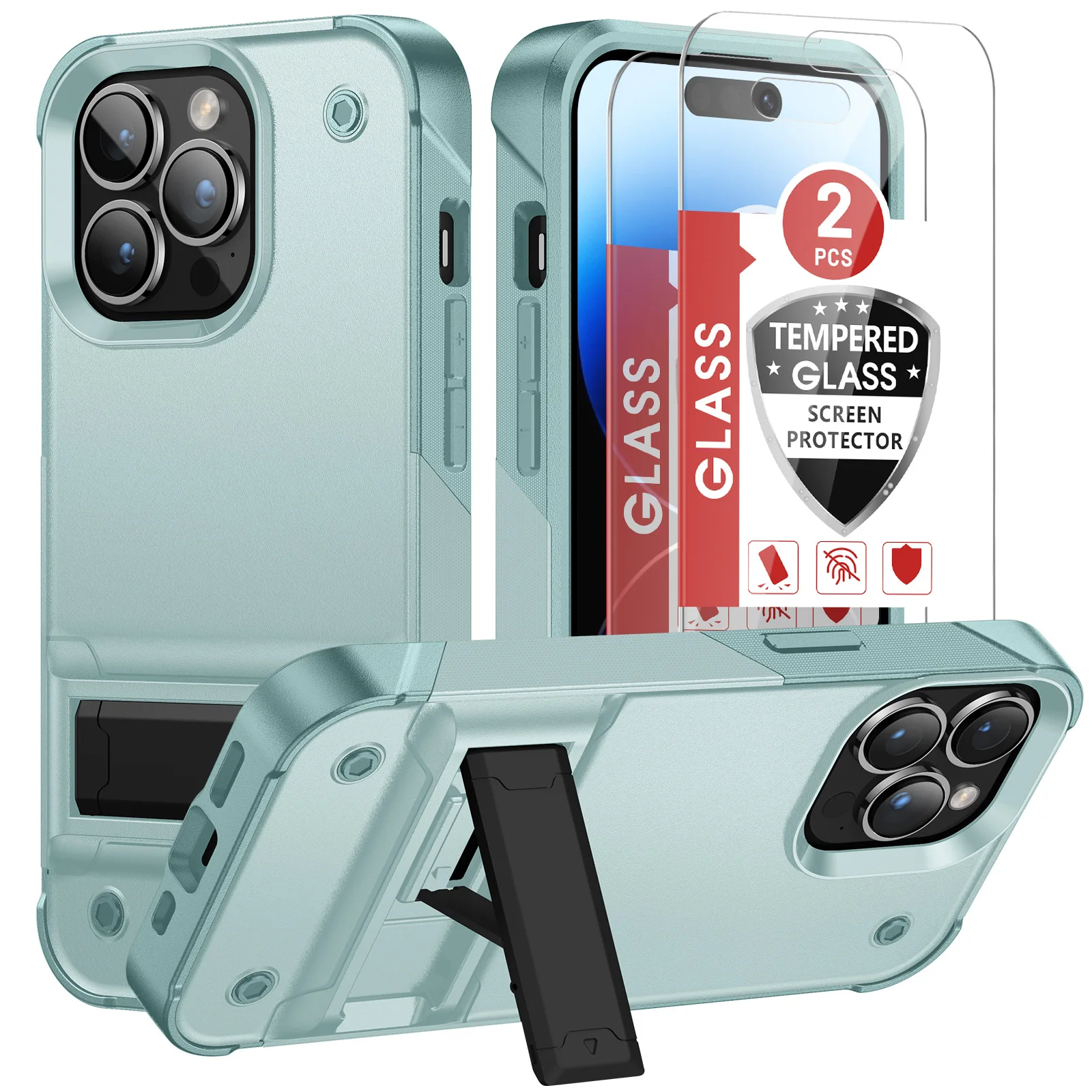 Heavy Duty Hybrid 2 in 1 Shockproof Case for iPhone 14 Pro Max Armor Case Dual Layer Back Cover Case with Kickstand