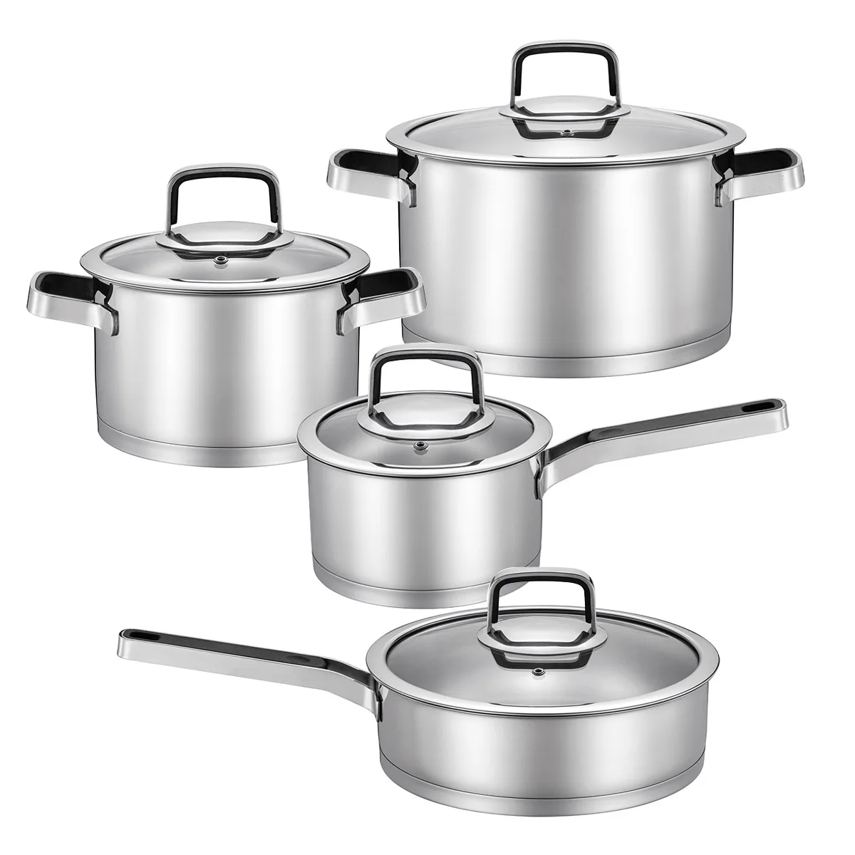 Набор кухонных кастрюль из нержавеющей стали, 8 шт.