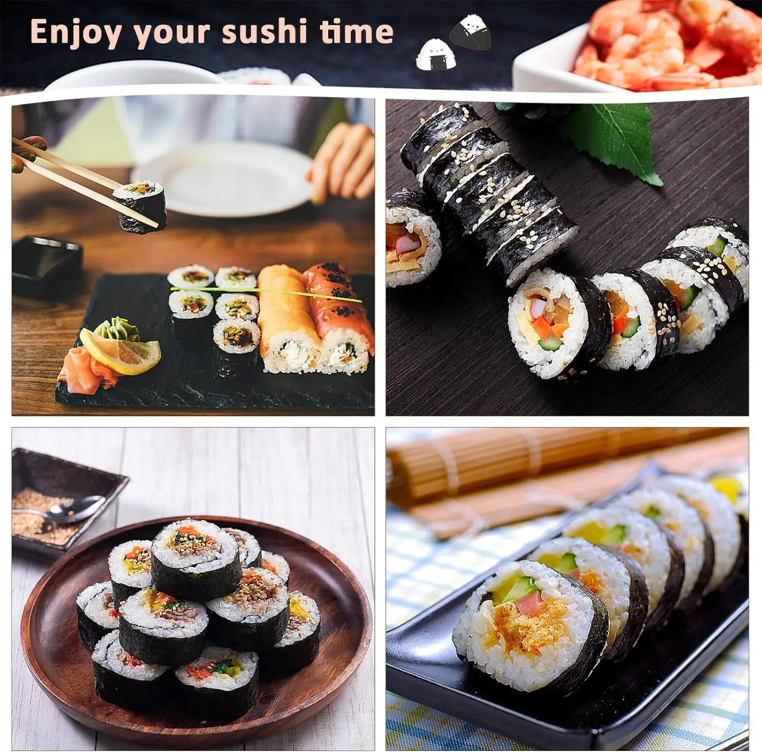 Kitchen Accessories Sushi Making Kit Mold For Beginners With Sushi Roller Bamboo Sushi Mat Rolling Curtain Chopsticks