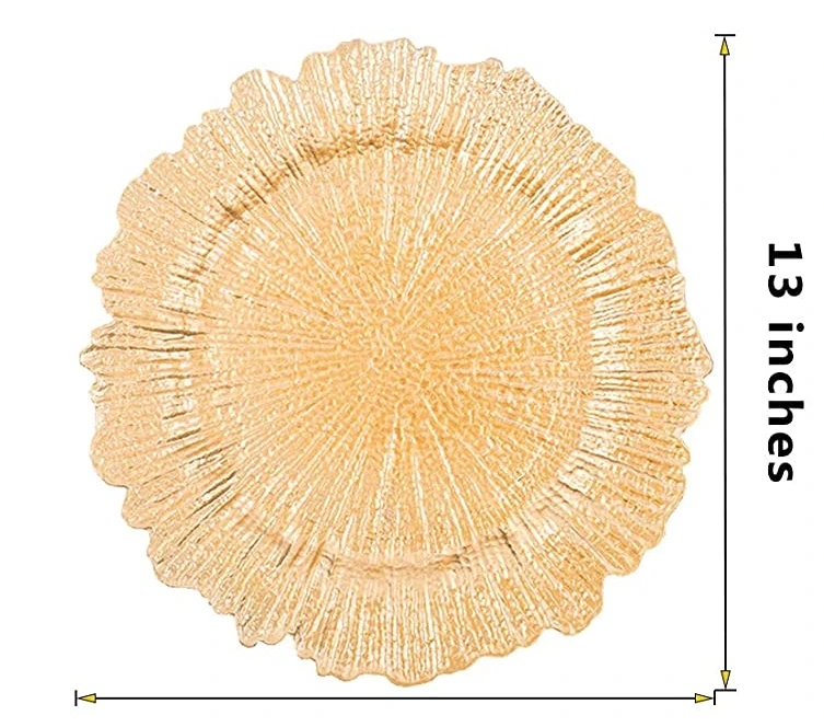 
wedding table decorative 13inch plastic gold reef charger plate 