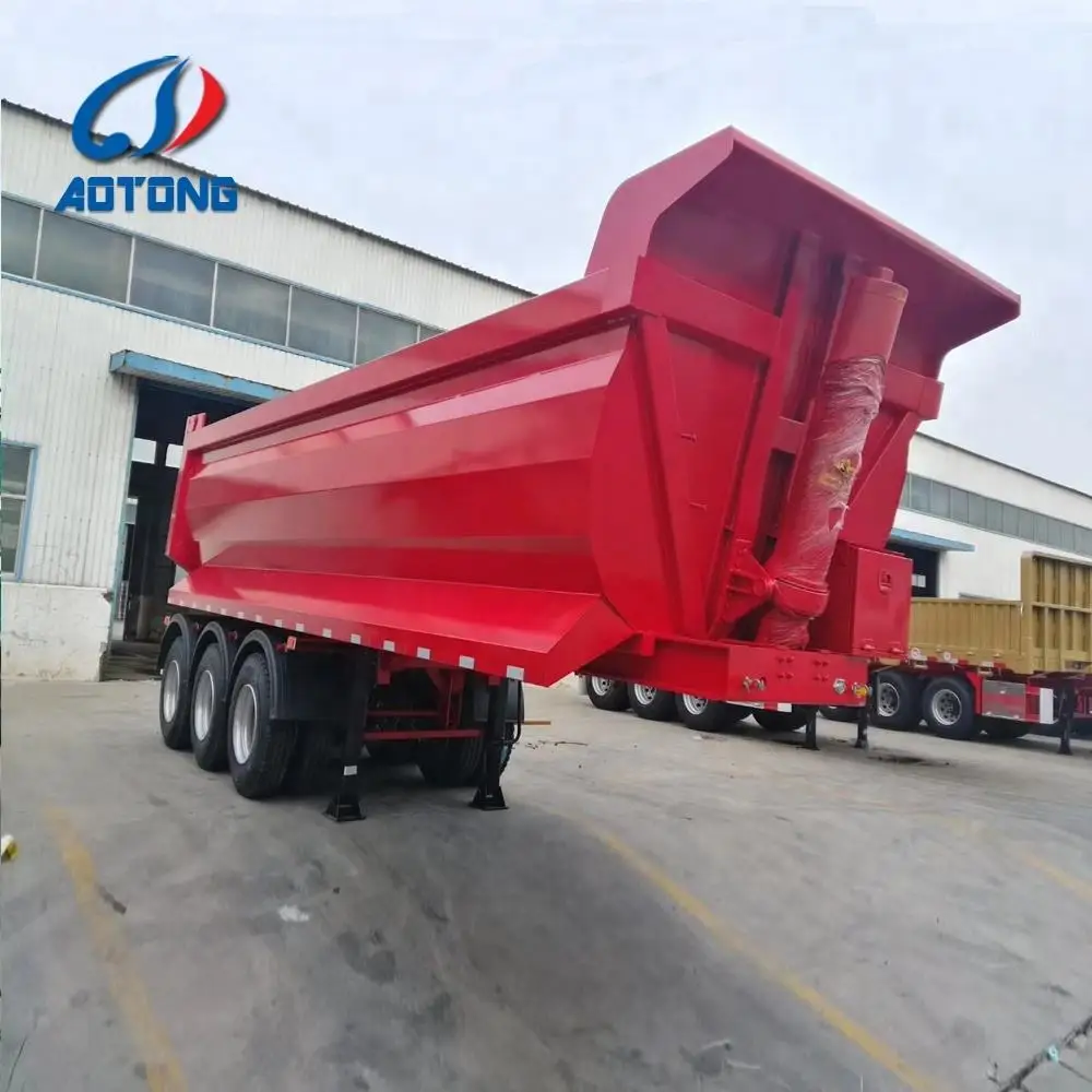 Aotong бренд 32 Cbm 60 тонн U-образной формы торцевой самосвал для грузовика с прицепом фермерского использования
