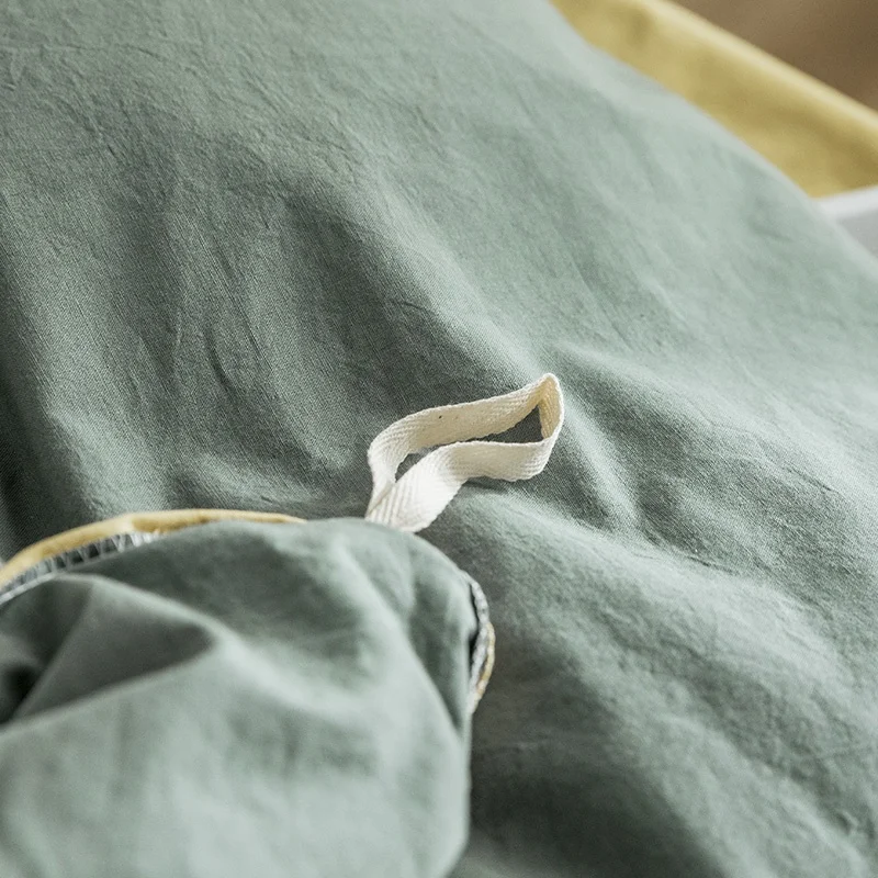 Mint green color 100 percent washed cotton fabric for bed linen set