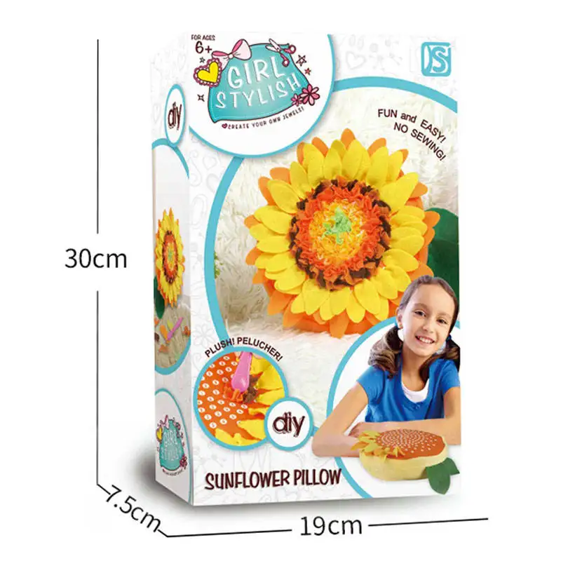 JH Free Detail Page DIY Sewing Kit Handmade Plush Sunflower Pillow Toys Easy Projects of Stuffed Animal Dolls