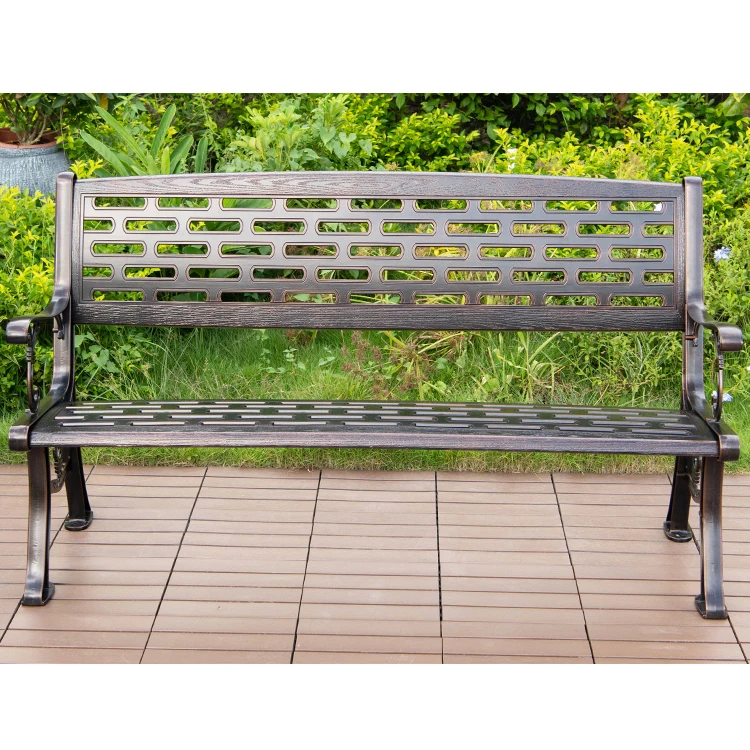 
Anti-rust waterproof durable metal outdoor decorative cast aluminum garden furniture park bench 
