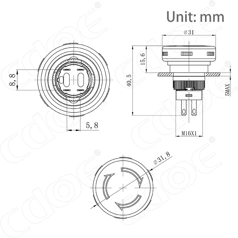 High quality plastic shell 16mm switch locking 1no1nc mushroom emergency stop for elevator