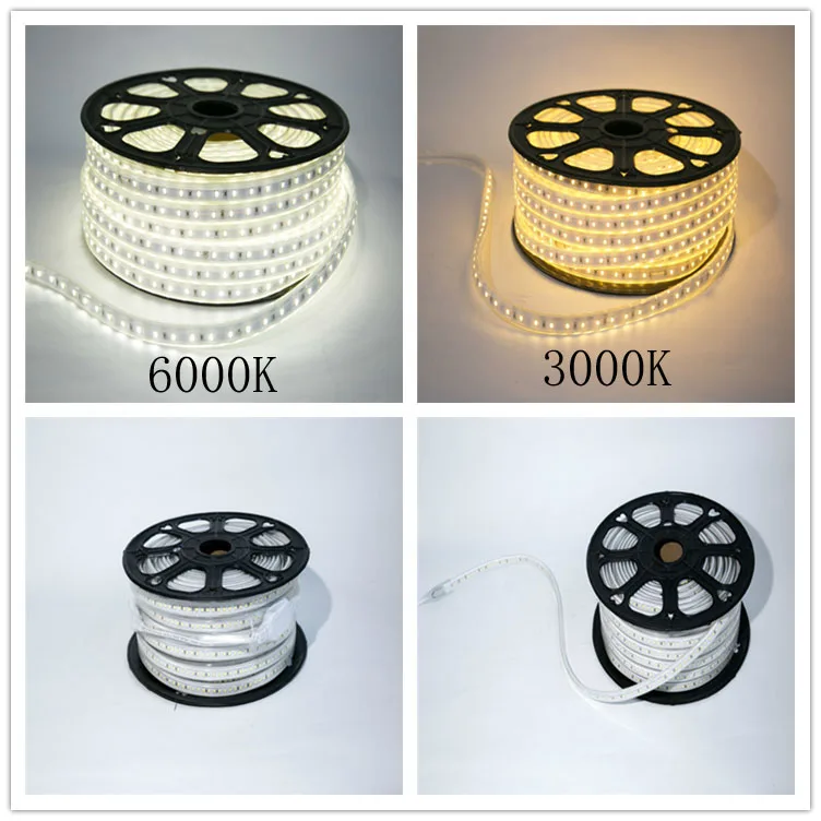 Ультраяркая уличная гибкая светодиодная лента SMD2835 высокого напряжения переменного тока 110 В 220 в 60 светодиодов
