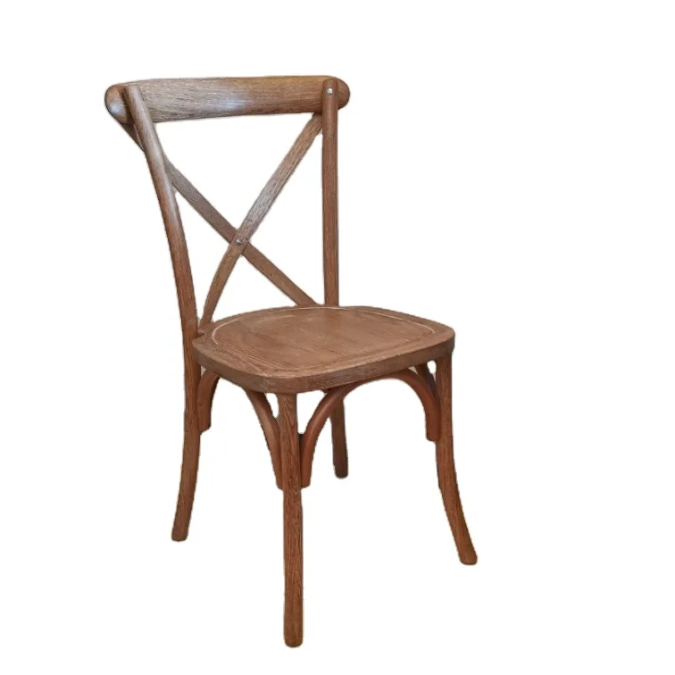 Solid Oak Wooden Antique Color Cross Back wedding Chair For Event