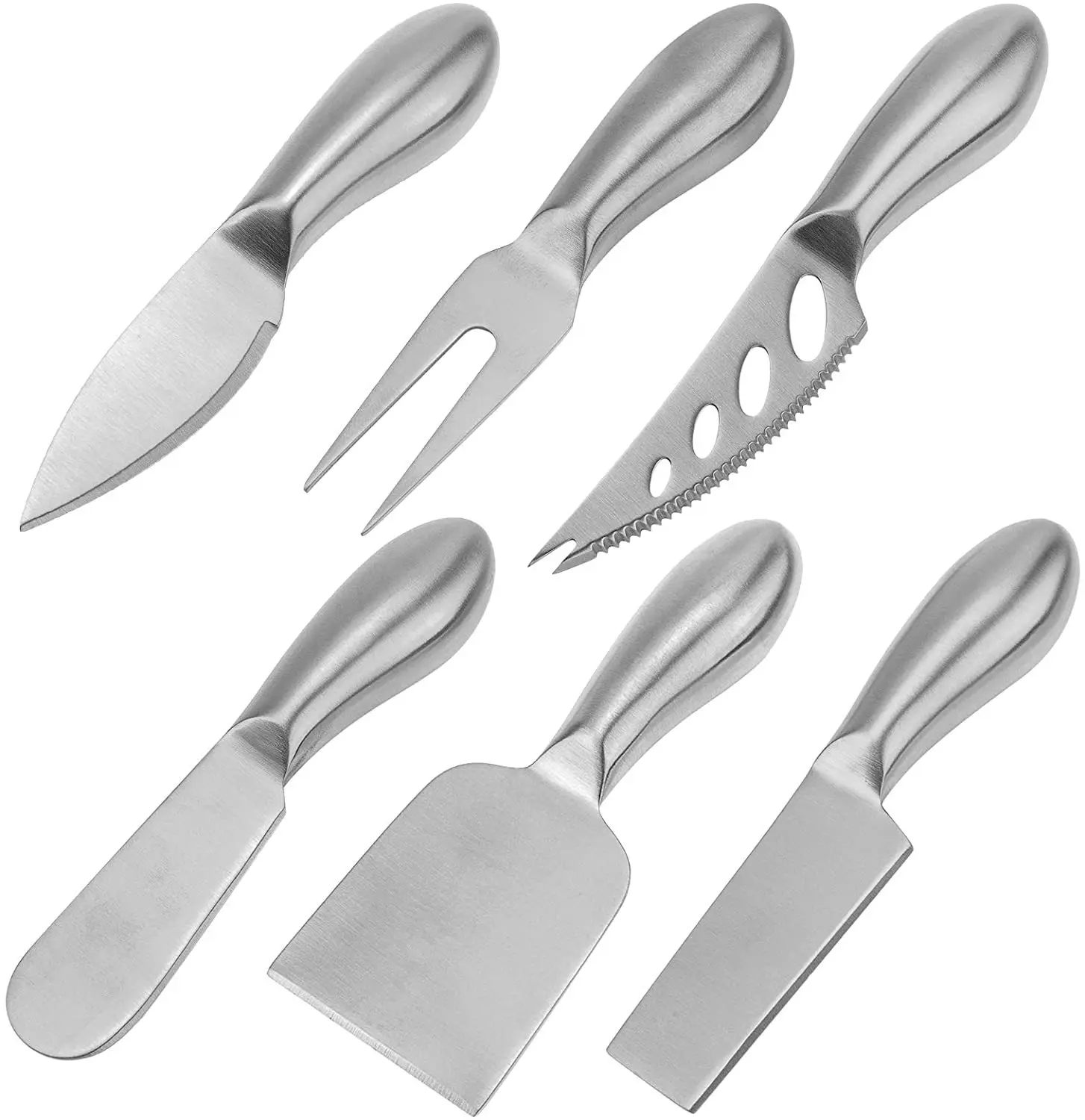 Butter Cheese Pizza tools Full Stainless Steel 6pcs Cheese Slicer knives Cheese Cutter Spreaders
