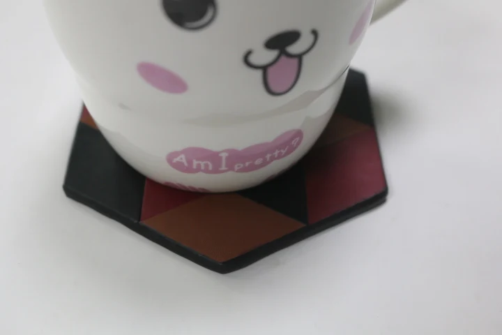 Custom round design leather coffee cup coaster mats for car cup holders