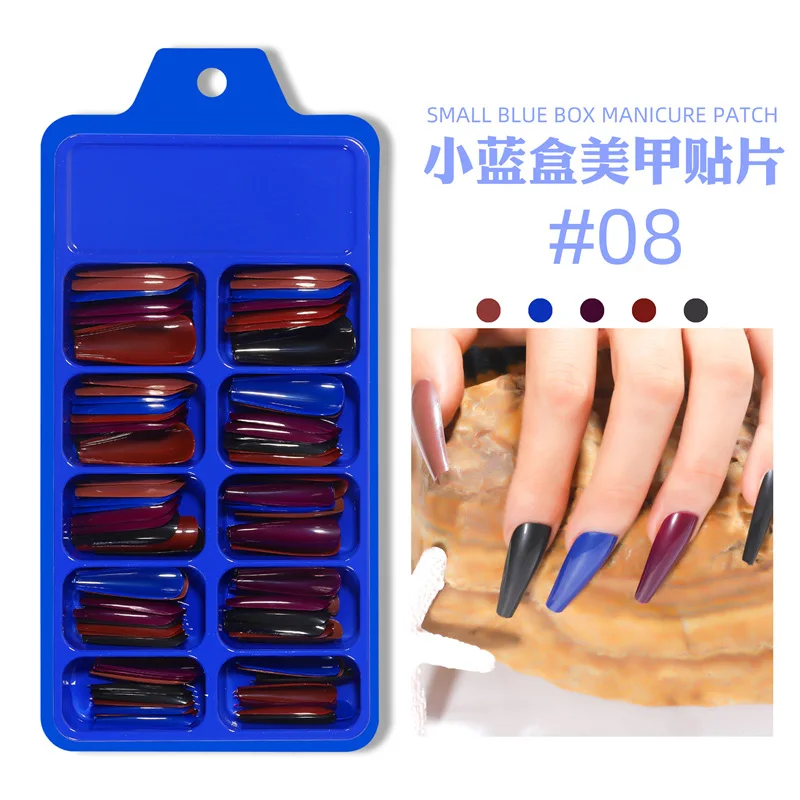 Ballet full patch nails Long French False Nail Natural Nude White Press on Nail Tips