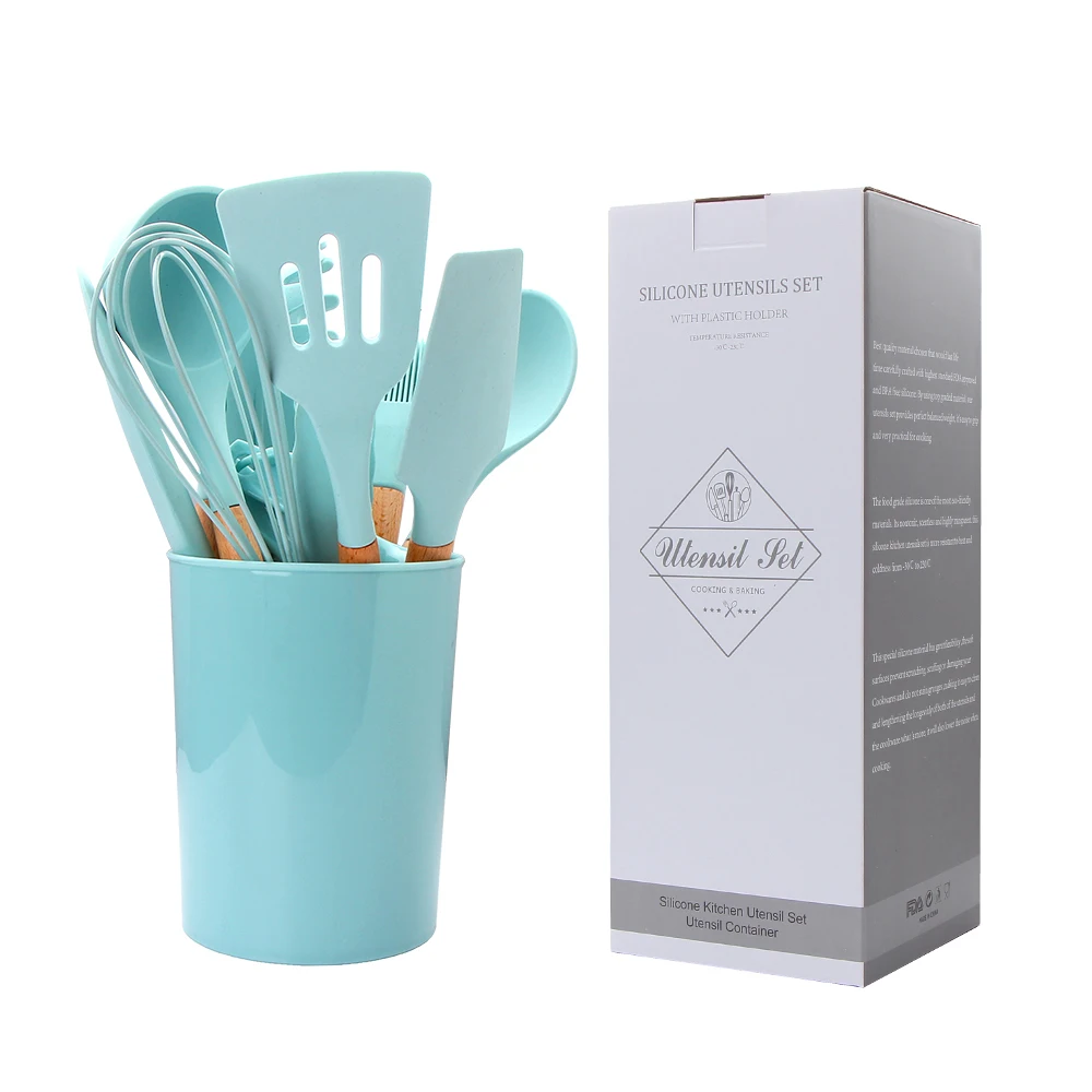 Kitchen Gadgets Wooden Handles Silicone Spatula Mat Spoon Nonstick Cookware Utensil Silicone Cooking Kitchen Utensils Silicone