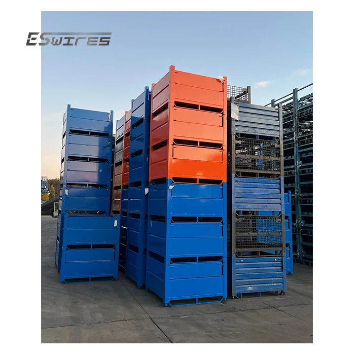 Adjustable Auto Industry Storage Stacking Heavy Duty Folding Sheet Metal Steel Storage Bins