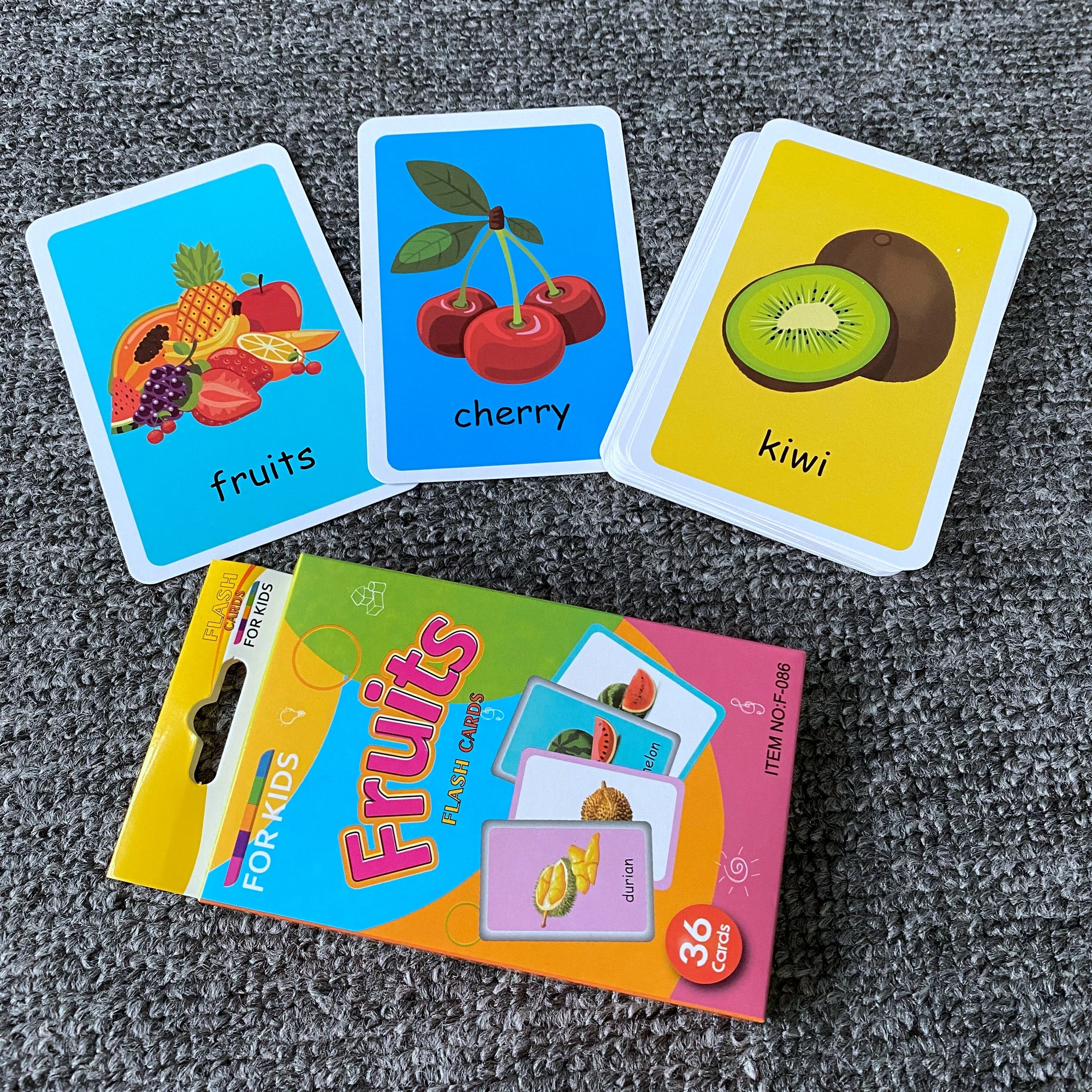 wholesale ready in stock hot sale educational kids flash cards fruits colours animals shape body parts telling time