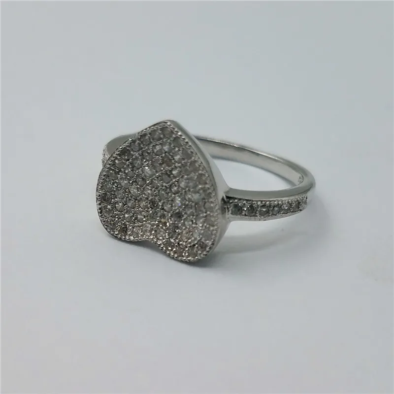 
Sweet Korea Big Heart Ring CZ Micro Pave Ring For Girlfriend 