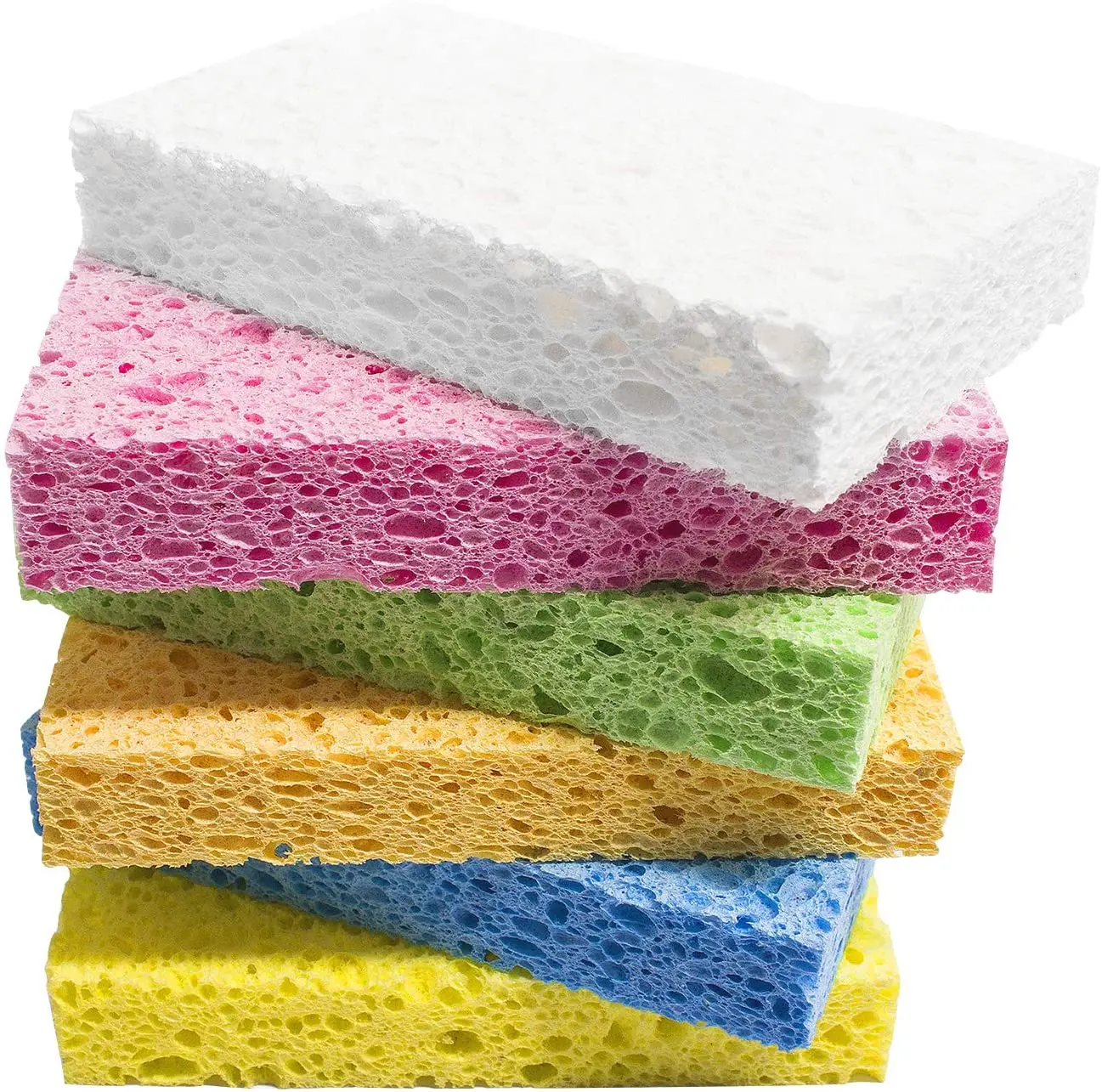 100pcs Multicolor Cellulose Heavy Duty Scrub Tough Messes Sponges Pad For Cleaning Kitchen