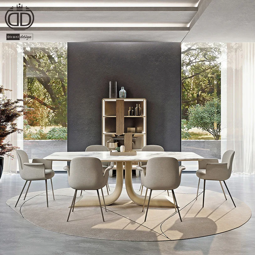 Modern dining room set 8 10 seaters natural marble dinning dining table and chair set for villa