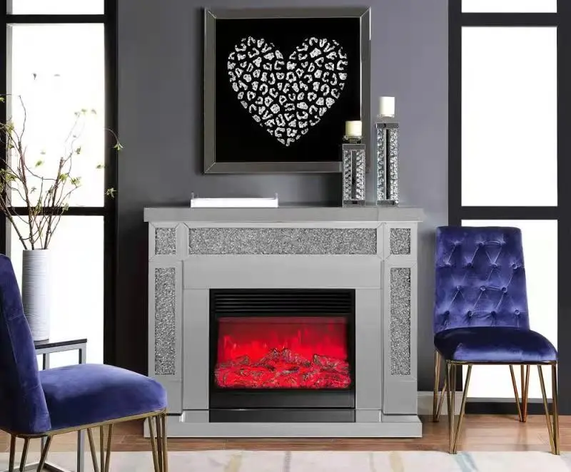 Intelligent Mirror Furniture Wireless Charging USB Bluetooth Speaker Multi Color LED Fireplace Heater