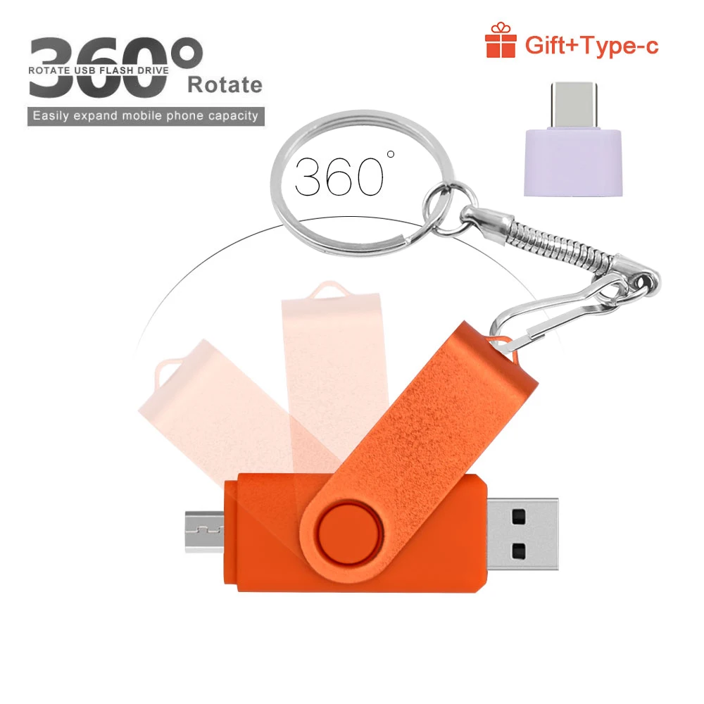 Usb 2.0 OTG for Mobile Phone/computer Usb Flash Drive 4gb 8gb 16gb 32gb 64gb Speed Rotation Usb Pendrive Memory U Stick 3 In 1