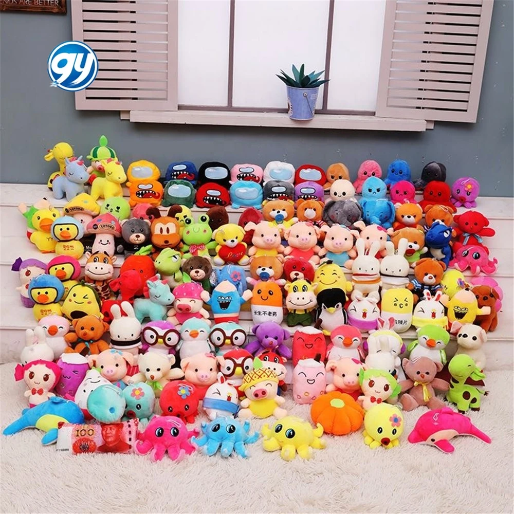 Wholesale Factory Plush 7 10 15 20 30CM Crane Mini Toy Claw Stuffed Animal Toys With Keychains Machine Vending Machine Doll