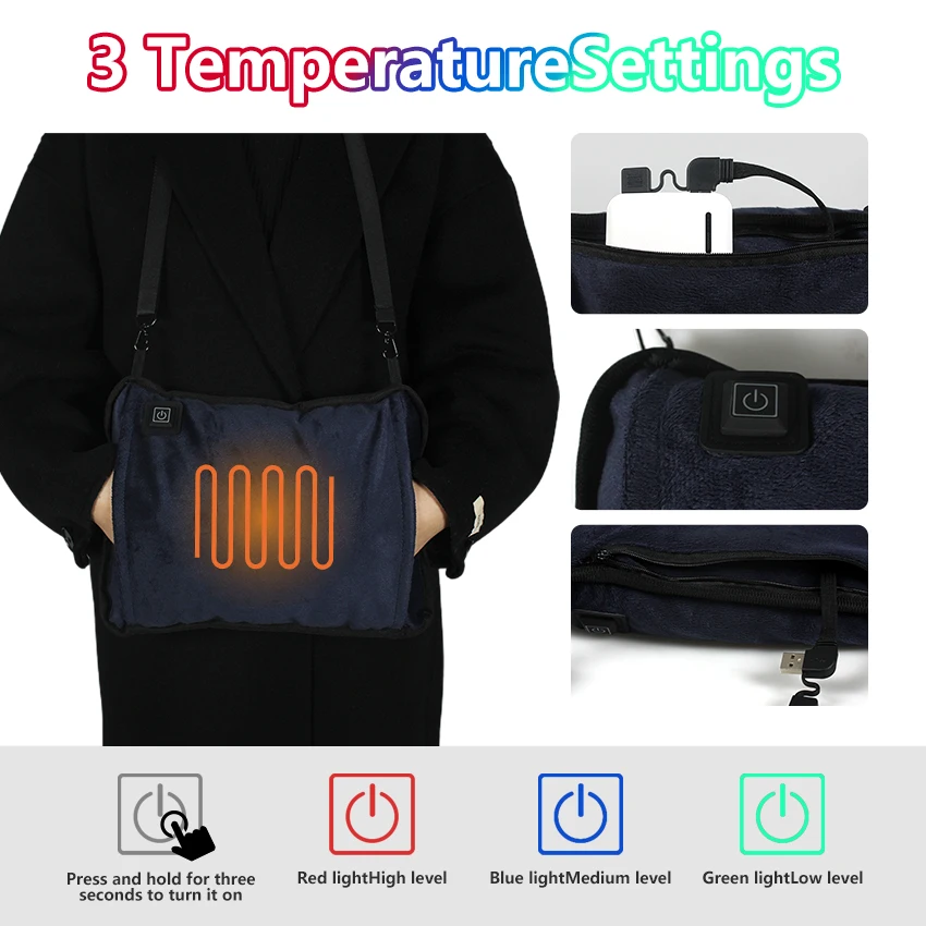 Hand warmers Rechargeable Portable Graphene Heated Gloves Handwarmers Bag with Fast Electric Heating Pouch