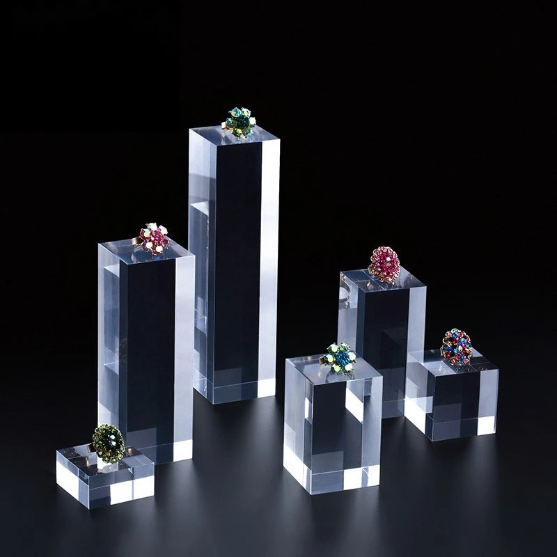 Acrylic crystal square booth Plexiglass base jewelry porcelain display rack antique transparent display photography props holder
