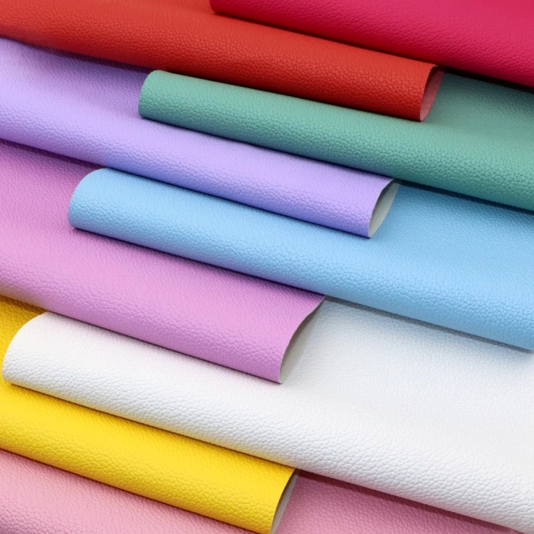 30x140cm Litchi Texture Faux Leather Roll Sheet Pastel Solid Color Synthetic Leather Fabric for diy Crafts 19297