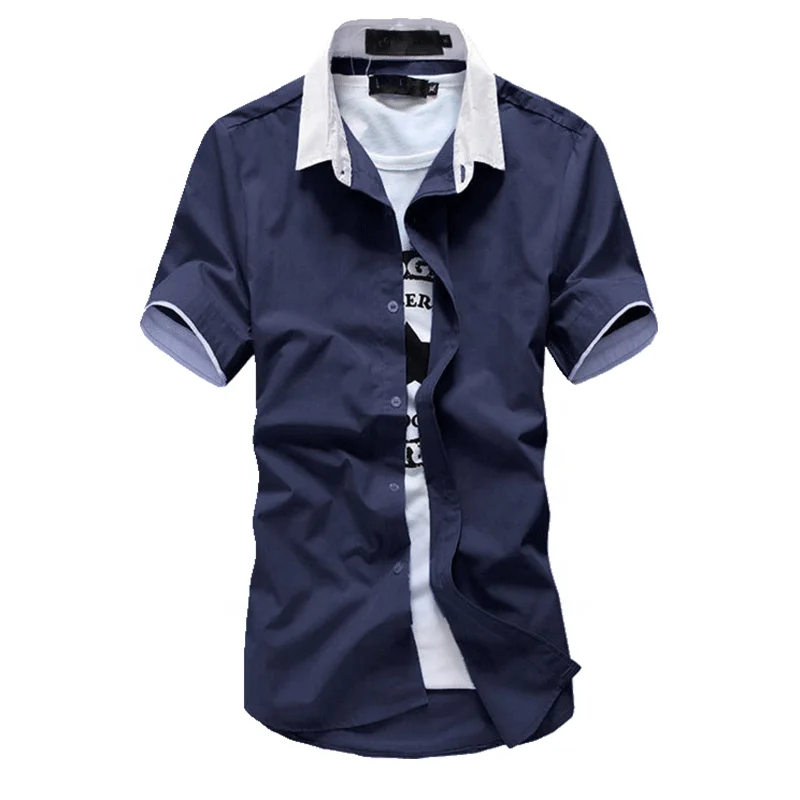Мужские рубашки Новый гриб рубашка с коротким рукавом Тонкая дышащая Повседневная рубашка с вышивкой