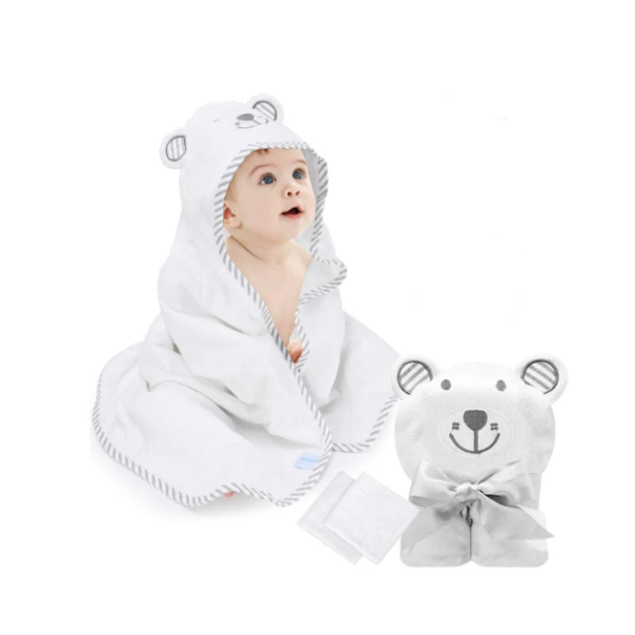 100% Cotton Bamboo Baby Hooded Towel Soft Newborn Baby Bath Towel
