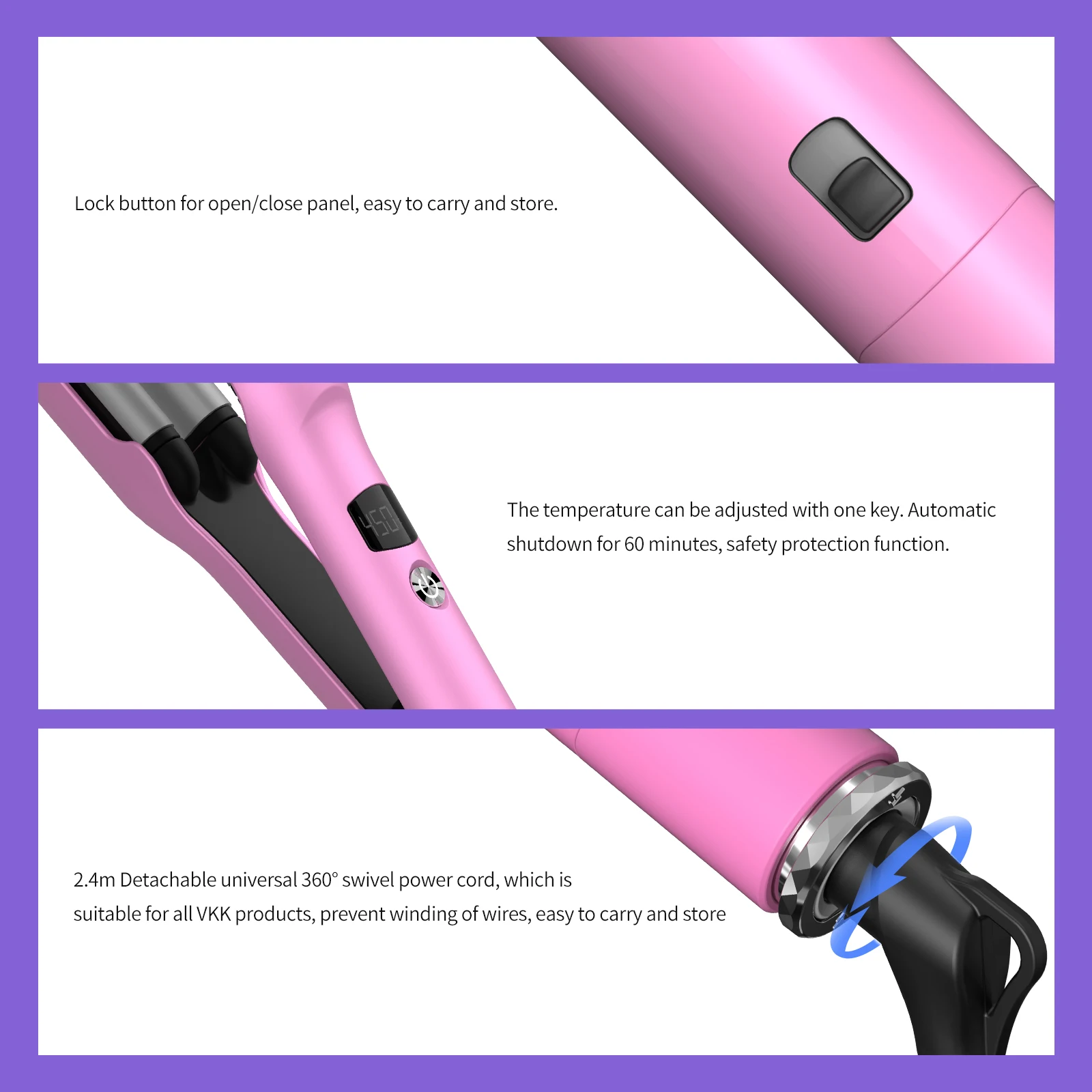 Universal Detachable Power Cord Hair Dryer and Curler Fast Heating Hair Iron