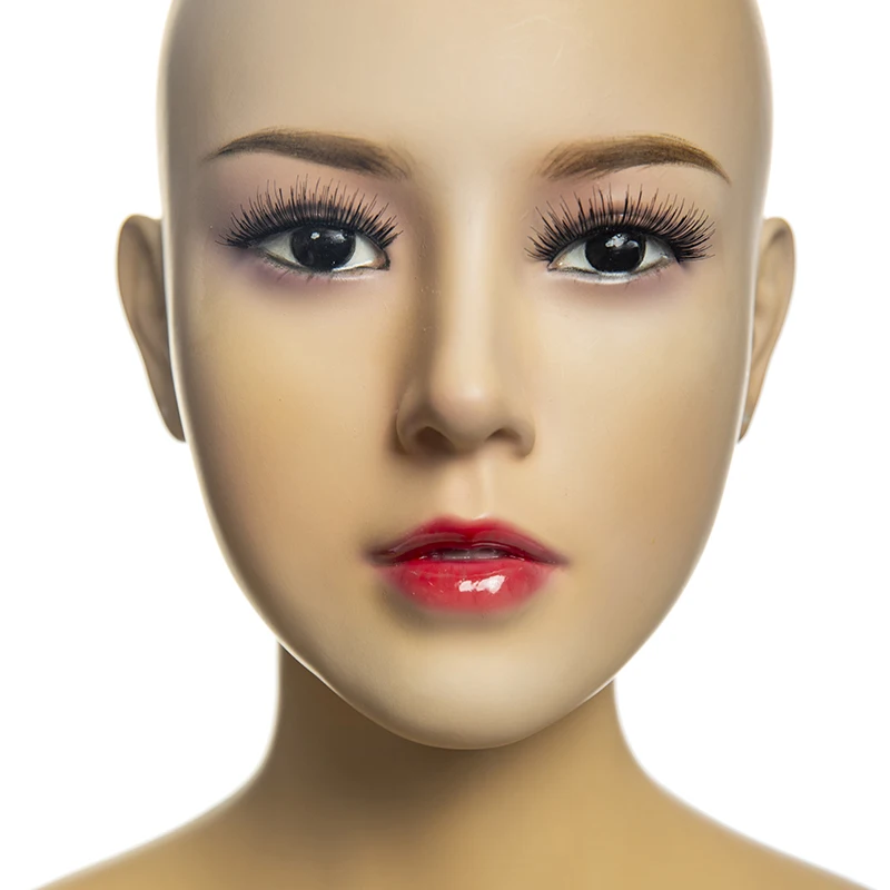 H21 Female Mannequin Head Custom Asian Face Makeup Realistic Mannequin Head For Display